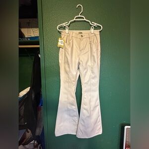Cream faux leather Flared Pants